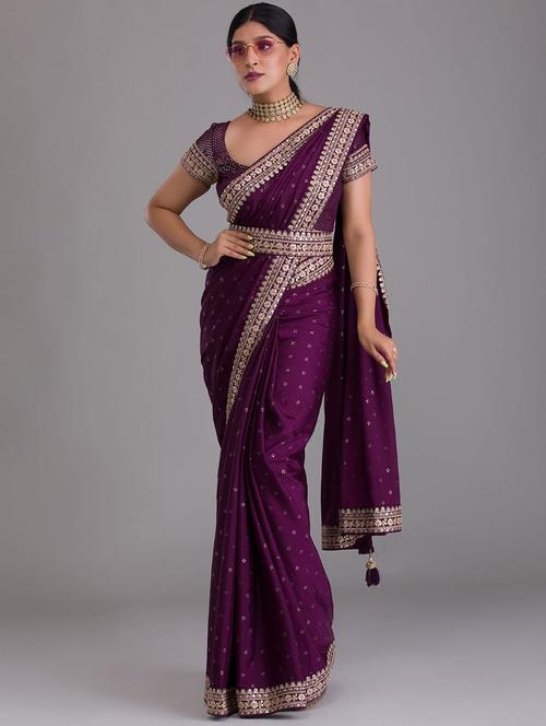 lace bordered embellished saree - 19530894 - Very Small Image - 1