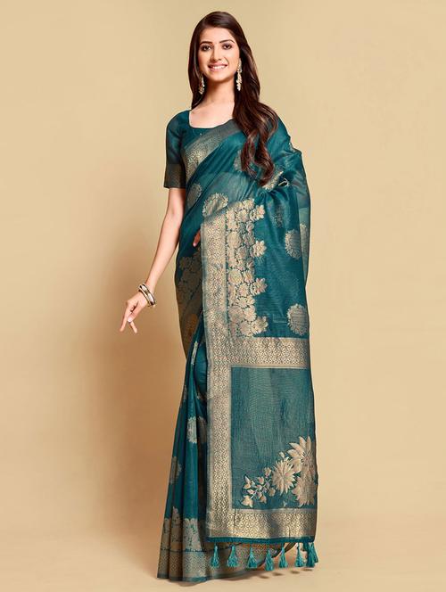 self designed woven saree with blouse - 19530909 - Very Small Image - 1