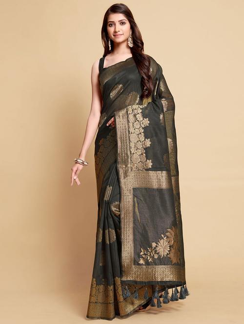 self designed woven saree with blouse - 19530912 - Very Small Image - 1