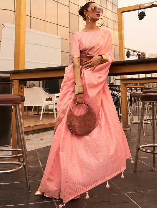 self designed woven saree with blouse - 19530917 - Very Small Image - 1