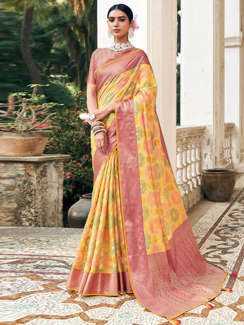self designed woven saree with blouse - 19530933 - Very Small Image - 1