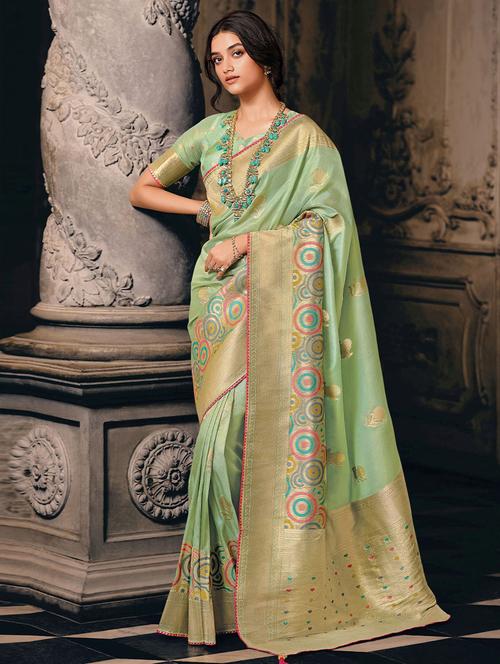 self designed woven saree with blouse - 19530969 - Very Small Image - 1