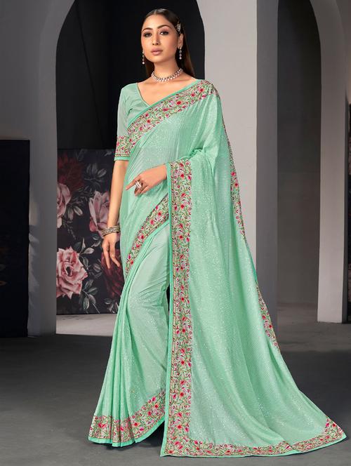 self designed embellished saree with blouse - 19530980 - Very Small Image - 1