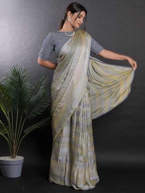 self designed printed saree with blouse - 19530991 - Very Small Image - 1