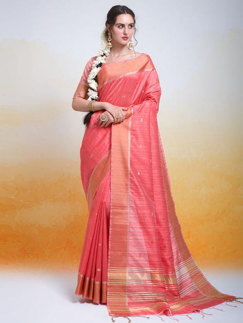 contrast bordered woven saree with blouse - 19531032 - Very Small Image - 1