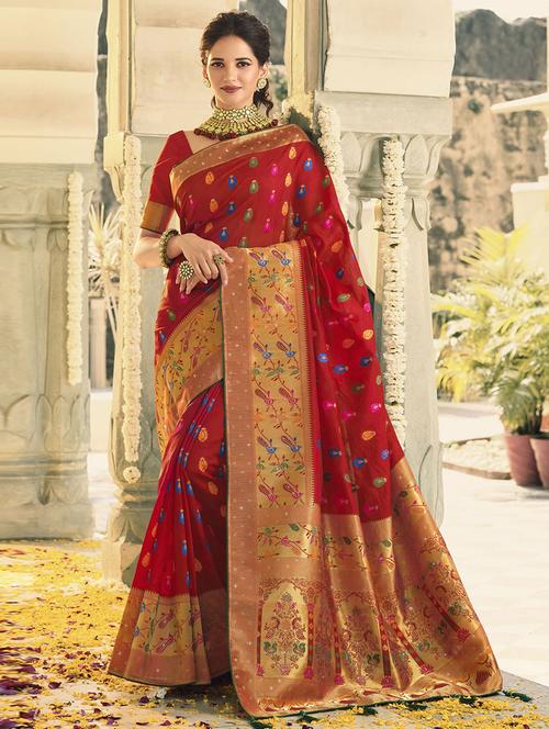 self designed woven saree with blouse - 19531047 - Very Small Image - 1