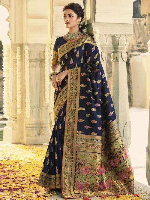 self designed woven saree with blouse - 19531050 - Very Small Image - 1