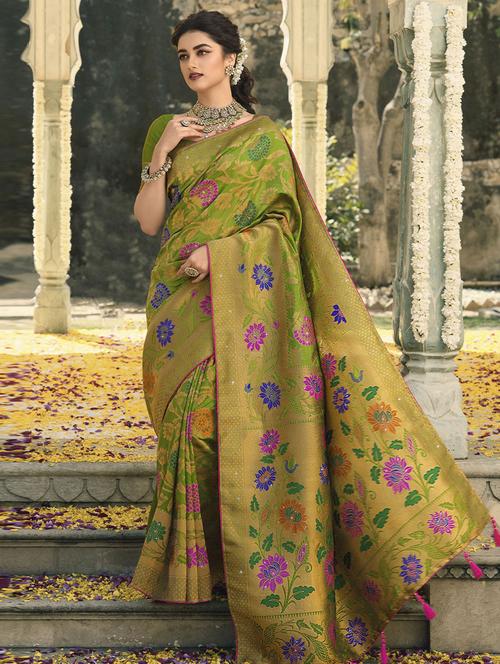 self designed woven saree with blouse - 19531052 - Very Small Image - 1