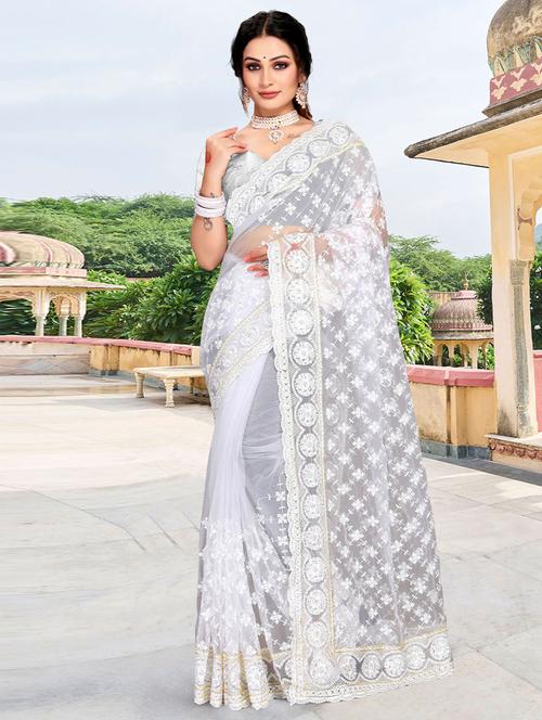 self designed embroidered saree with blouse - 19531054 - Very Small Image - 1