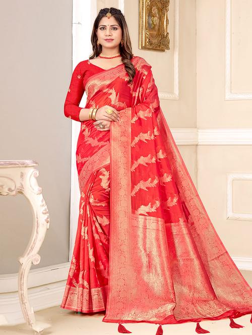 self designed woven saree with blouse - 19531087 - Very Small Image - 1