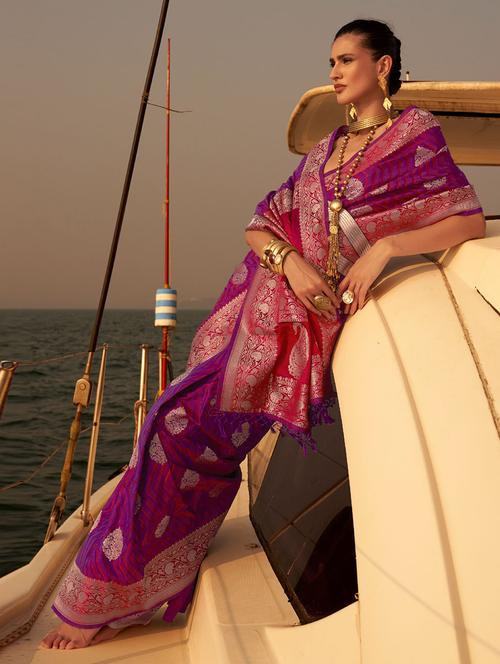 self designed woven saree with blouse - 19531091 - Very Small Image - 1