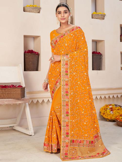 self designed embroidered saree - 19531115 - Very Small Image - 1