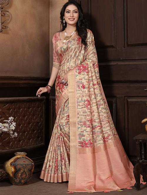 self designed woven digitally printed saree with blouse - 19531128 - Very Small Image - 1