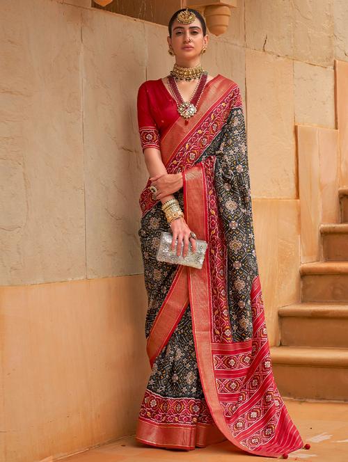 self designed woven saree with blouse - 19531140 - Very Small Image - 1