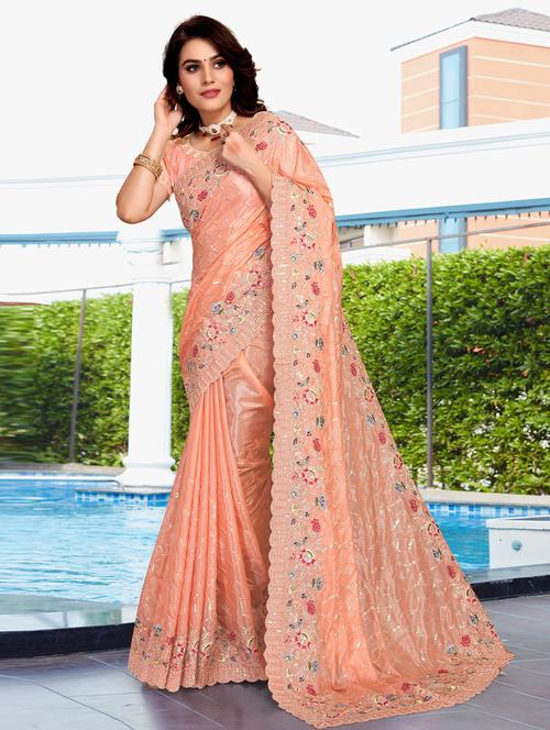self designed embroidered saree with blouse - 19531177 - Very Small Image - 1