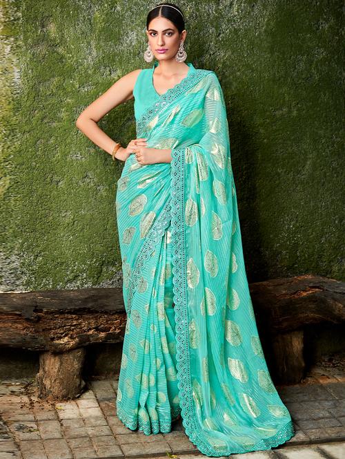 lace bordered printed saree - 19531191 - Very Small Image - 1
