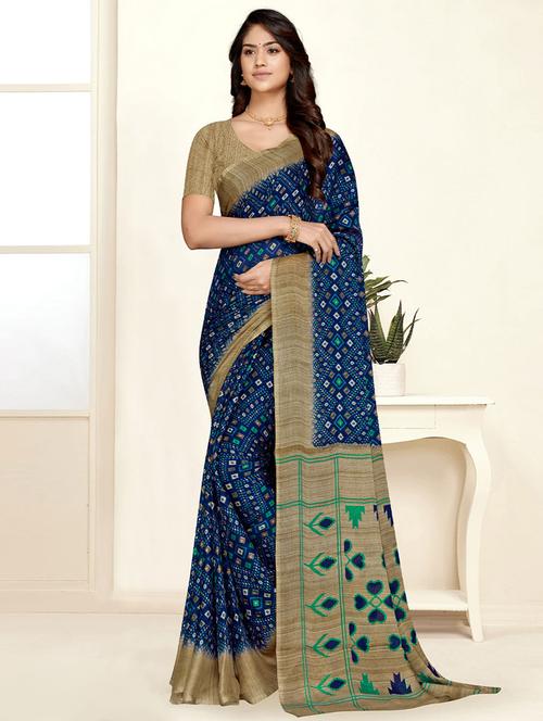 self designed printed saree with blouse - 19531216 - Very Small Image - 1