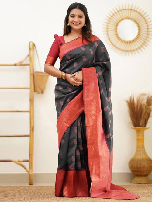 self designed woven saree with blouse - 19531245 - Very Small Image - 1