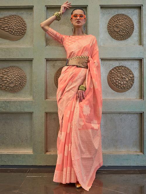 self designed woven saree with blouse - 19531249 - Very Small Image - 1