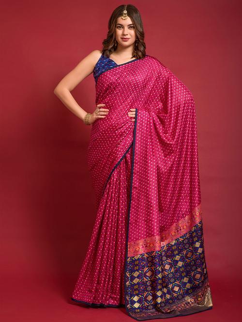 self designed printed saree with blouse - 19531255 - Very Small Image - 1