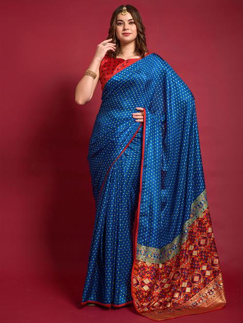 self designed printed saree with blouse - 19531257 - Very Small Image - 1