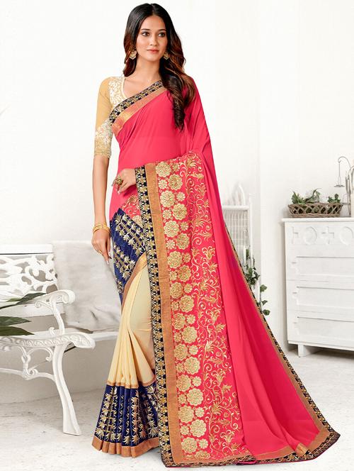 self designed embroidered saree with blouse - 19531270 - Very Small Image - 1