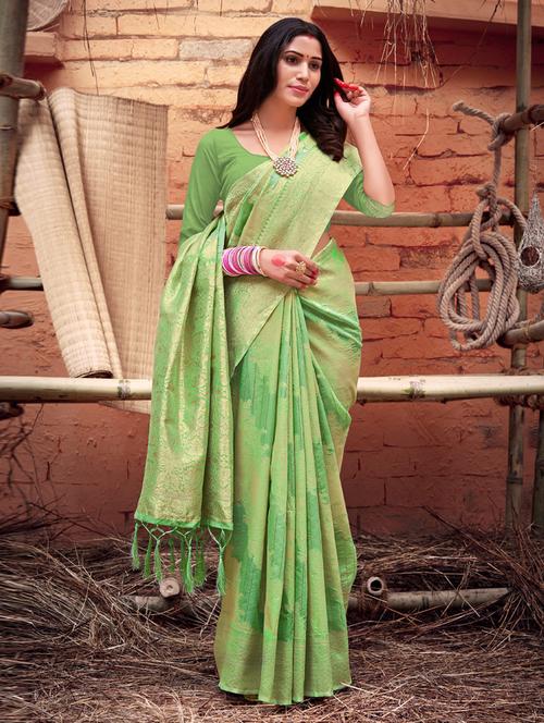 self designed woven saree with blouse - 19531275 - Very Small Image - 1