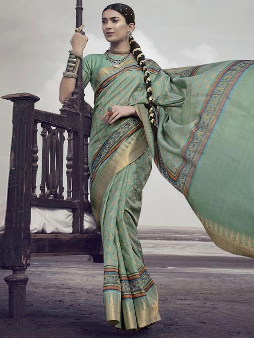 self designed woven digitally printed saree with blouse - 19531279 - Very Small Image - 1