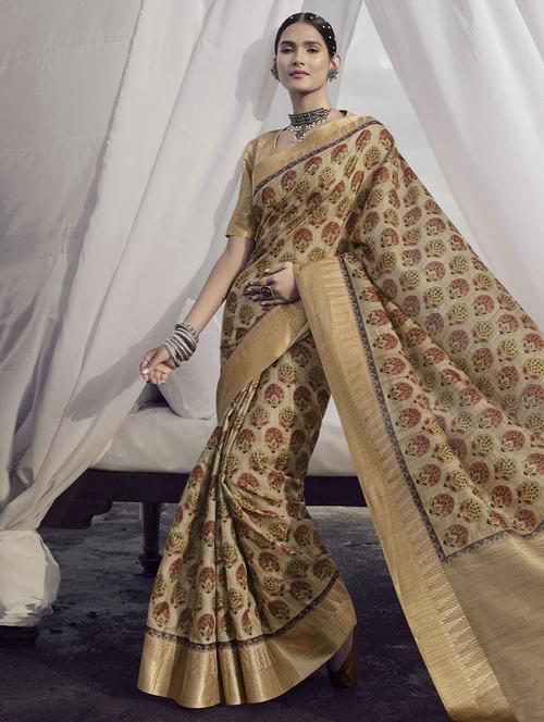 self designed woven digitally printed saree with blouse - 19531287 - Very Small Image - 1