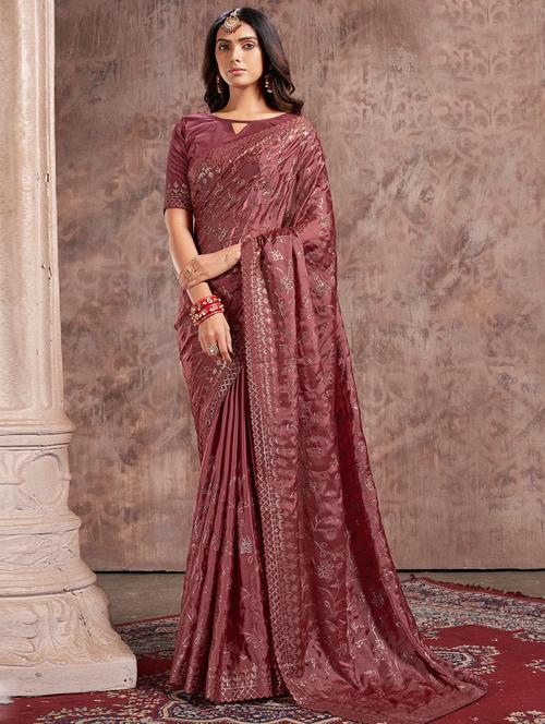 self designed embroidered saree with blouse - 19531296 - Very Small Image - 1