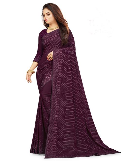 self design bordered saree with blouse - 19531330 - Very Small Image - 1