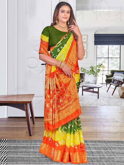 self designed printed saree with blouse - 19531345 - Very Small Image - 1