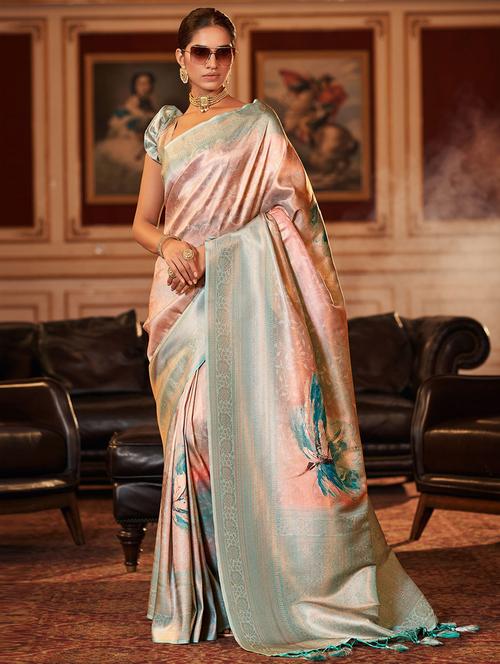 multi colored self design woven saree with blouse - 19531432 - Very Small Image - 1