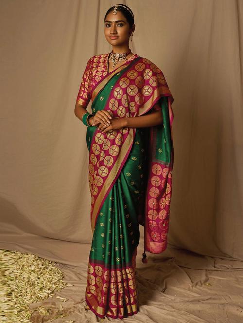 multi colored self design woven saree with blouse - 19531446 - Very Small Image - 1
