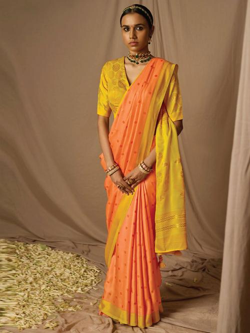 brasso work bordered saree with blouse - 19531455 - Very Small Image - 1