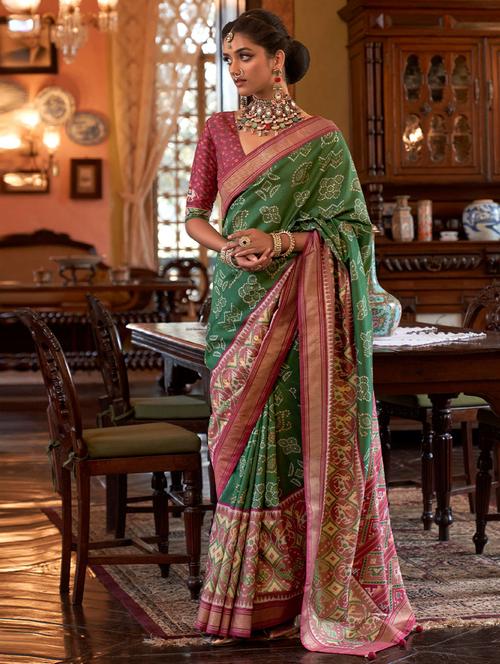 self designed printed saree with blouse - 19531471 - Very Small Image - 1