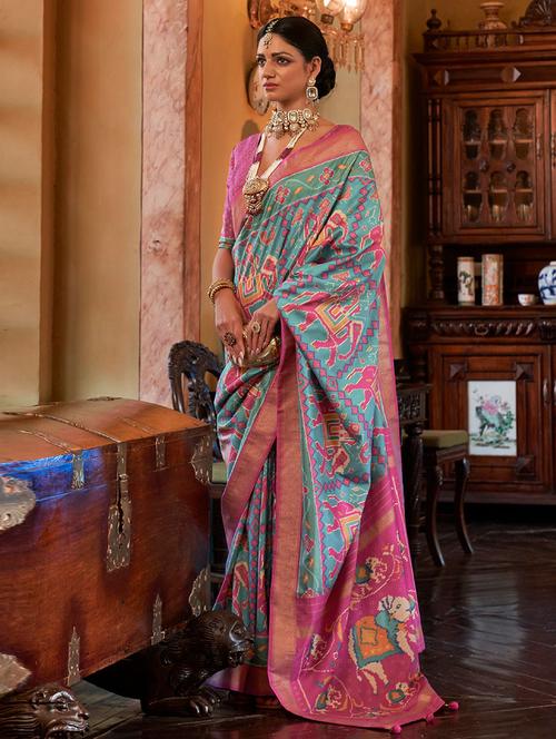 self design patola saree with blouse - 19531478 - Very Small Image - 1