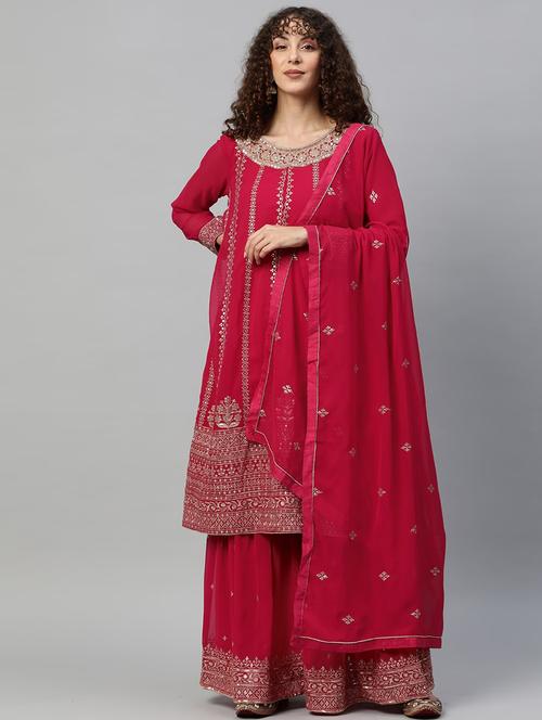 self design semi-stitched sharara suits - 19531496 - Very Small Image - 1