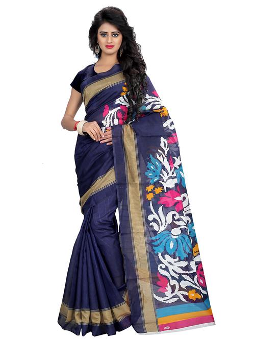 florals prints woven saree with blouse - 19531809 - Very Small Image - 1