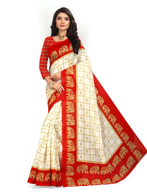 checkered mysore silk saree with blouse - 19531832 - Very Small Image - 1