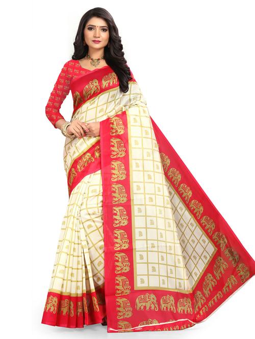checkered mysore silk saree with blouse - 19531833 - Very Small Image - 1