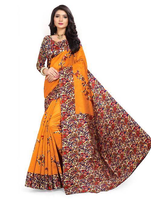 women's kalamkari orange colored saree - 19531836 - Very Small Image - 1