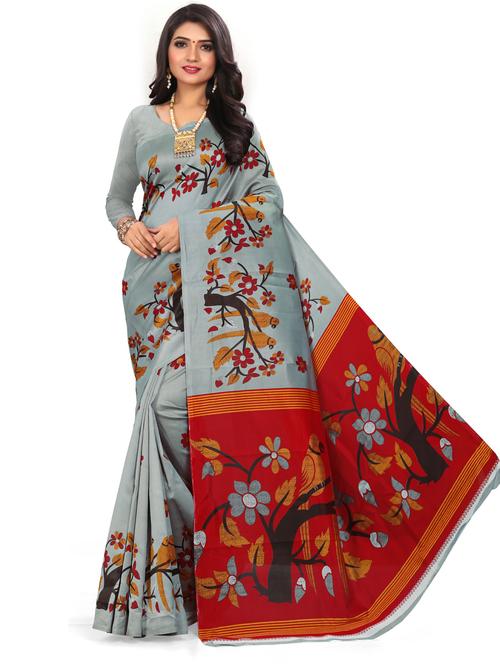 florals print mysore silk saree - 19531844 - Very Small Image - 1