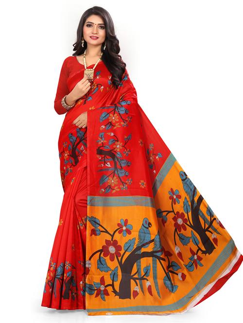 florals print mysore silk saree with blouse - 19531846 - Very Small Image - 1