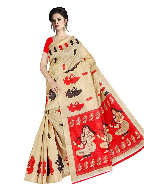 kalamkari bhagalpuri saree with blouse - 19531862 - Very Small Image - 1