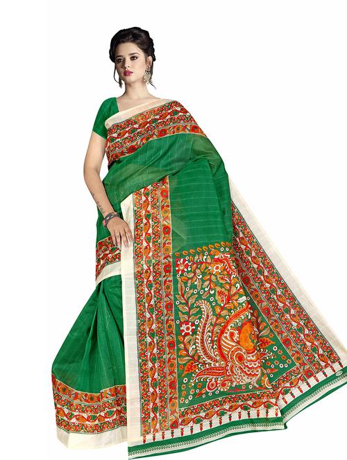 kalamkari bhagalpuri saree with blouse - 19531866 - Very Small Image - 1
