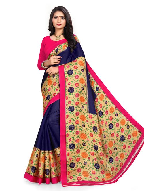 florals prints woven saree with blouse - 19531885 - Very Small Image - 1