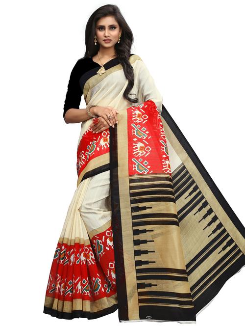 self design printed saree with blouse - 19531982 - Very Small Image - 1
