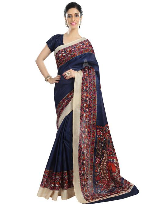 printed mysore silk saree with blouse - 19531989 - Very Small Image - 1