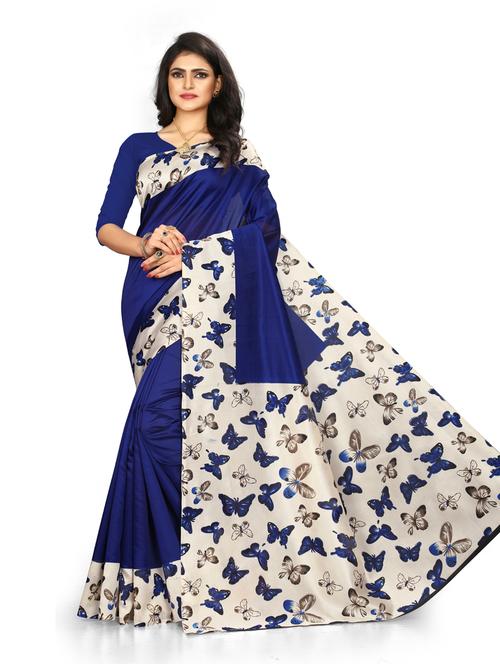 women's quirky blue colored saree with blouse - 19532075 - Very Small Image - 1